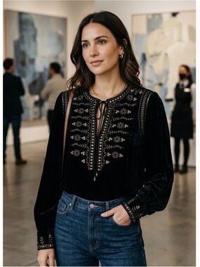 Velvet Embroidered Shirt